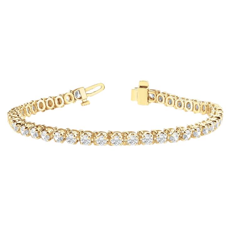 Bracelet Tennis Pour Femme À 10 Carats De Naturel Diamants 14K D'Or Jaune