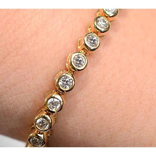 Bracelet Tennis Pour Femme En Biseau à 5 Carats De Réel Diamants Or Jaune