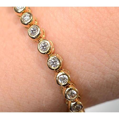 Bracelet Tennis Pour Femme En Biseau à 5 Carats De Réel Diamants Bijoux En Or Jaune