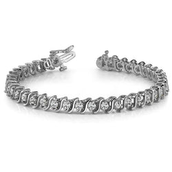 Bracelet Tennis Pour Femme En Or Blanc De Style S à 7,60 Carats De Réel Diamants Ronds