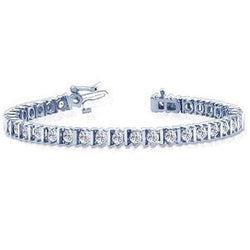 Bracelet Tennis Pour Femme à 10 Carats De Réel Diamants Ronds 14K D'Or Blanc