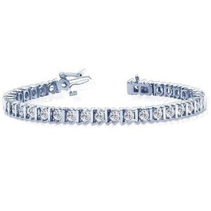 Bracelet Tennis Pour Femme à 10 Carats De Réel Diamants Ronds 14K D'Or Blanc
