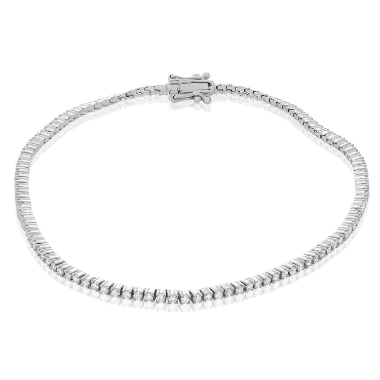Bracelet Tennis Pour Femme à 4 Carats De Authentique Diamants Ronds Brillants Étincelants 14K D'Or Blanc