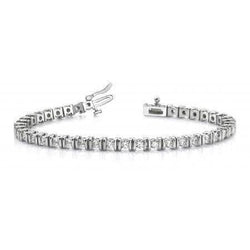 Bracelet Tennis Pour Femme à 4 Ct  De Naturel Diamants Ronds Étincelants En Or Blanc