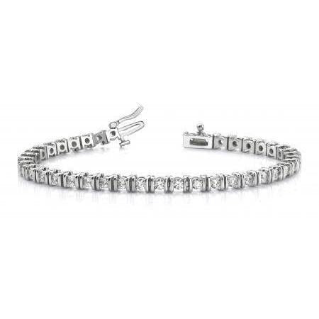 Bracelet Tennis Pour Femme à 4 Ct  De Naturel Diamants Ronds Étincelants En Or Blanc