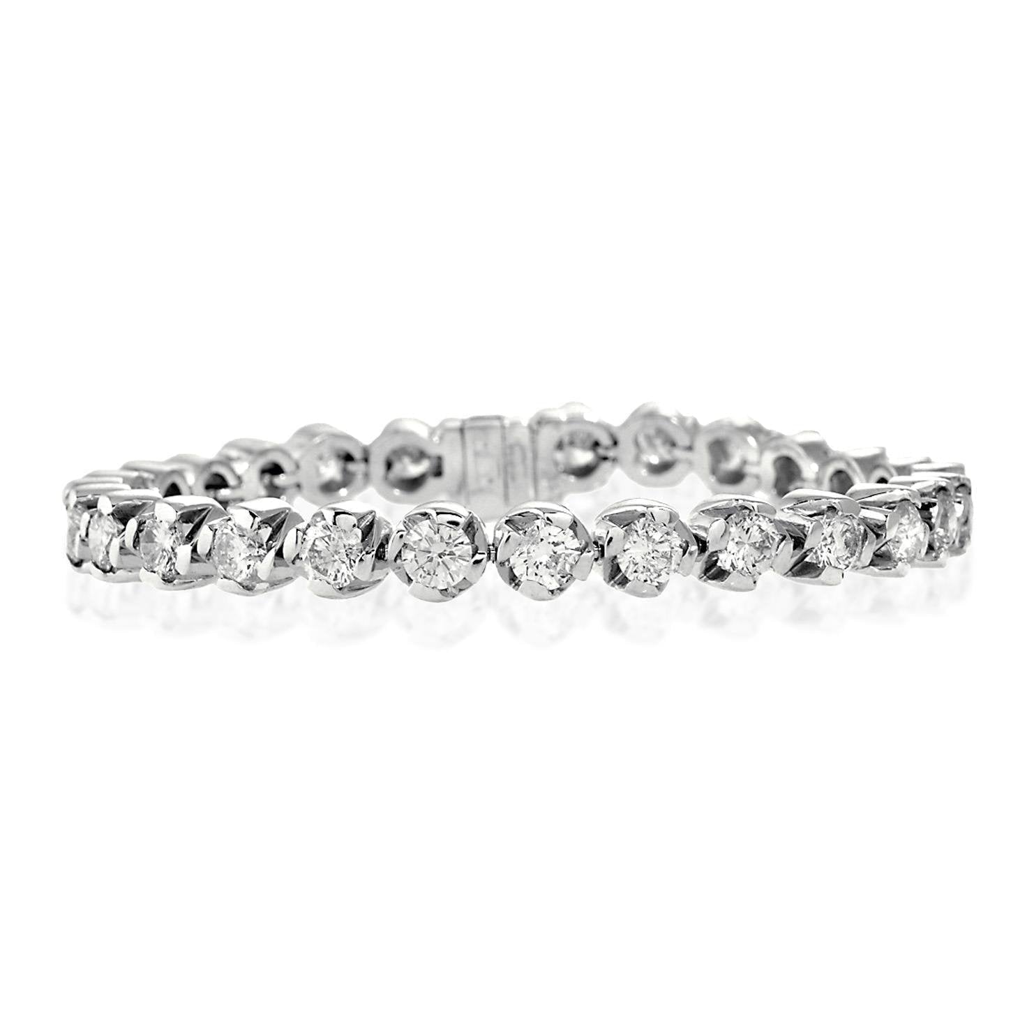 Bracelet Tennis Pour Femme à 6,75 Cts De Réel Diamants Brillants Ronds En Or Blanc