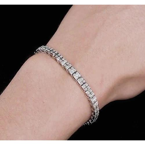 Bracelet Tennis Pour Femme à 8 Carats De Naturel Diamants 14K D'Or Blanc