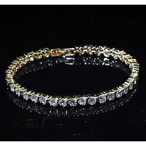 Bracelet Tennis Pour Femme à 8 Carats De Réel Diamants Bijoux à 14K D'Or Jaune