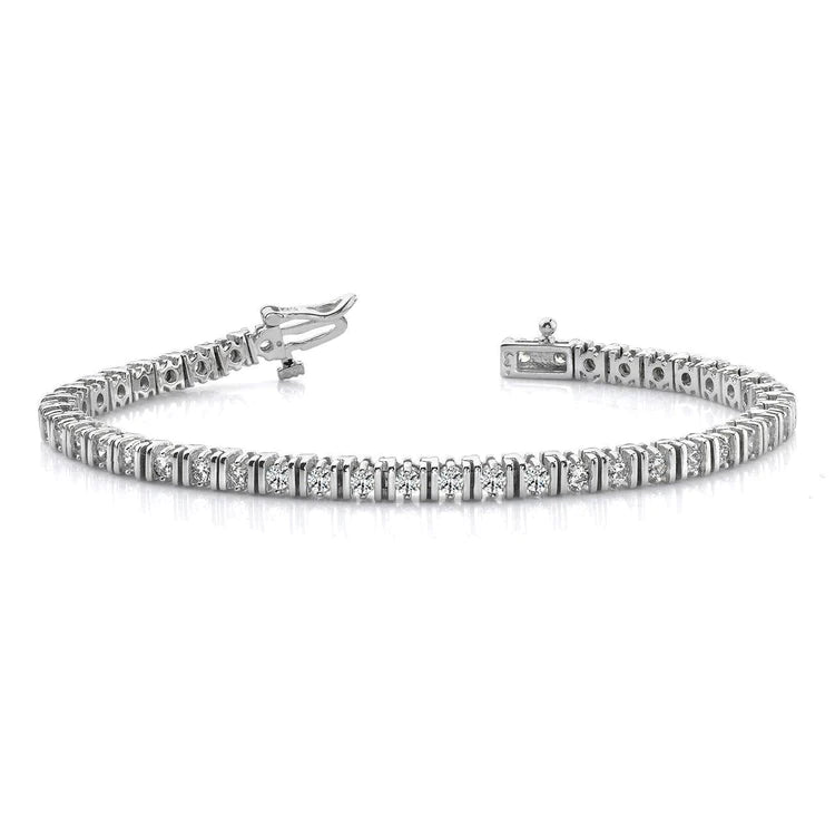 Bracelet Tennis Pour Femmes En Or Blanc Et En double Lien à 6,75 Ct De Réel Diamants Ronds