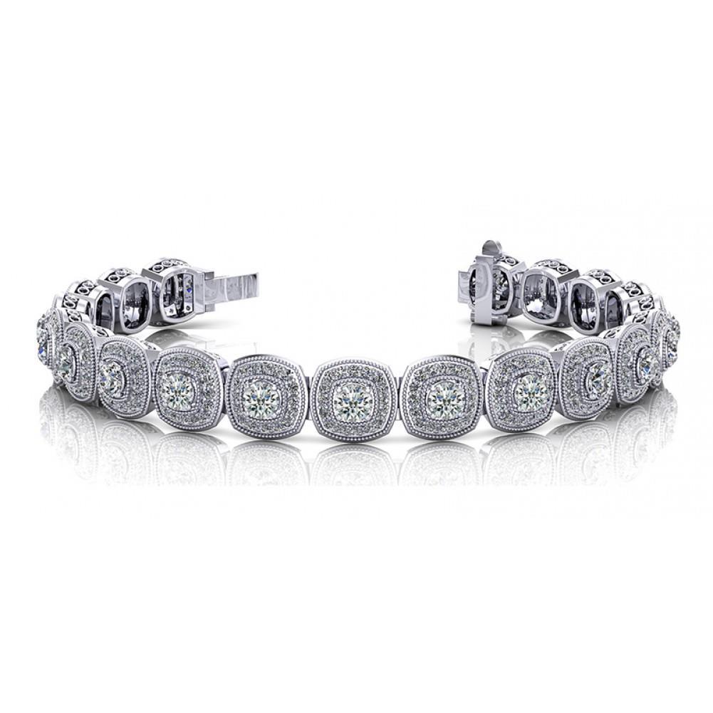 Bracelet Tennis Pour Femmes En Or à 10 Ct De Naturel Diamants Ronds De Style Antique