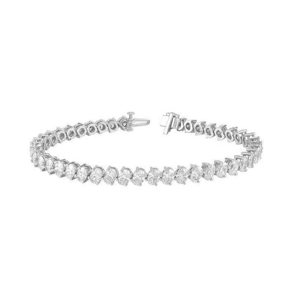 Bracelet Tennis Pour Femmes à 10,50 Carats De Réel Diamants Ovales Bijoux En Or Blanc