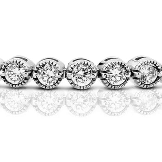 Bracelet Tennis Pour Femmes à 6 Carats De Véritable Diamants 14K D'Or Blanc