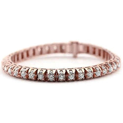 Bracelet Tennis Pour Femmes à 6,35 Carats De Authentique Diamants Blancs 14K D'Or Rose