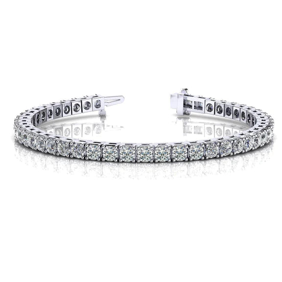 Bracelet Tennis Pour Femmes à 9 Carats De Réel Diamants Ronds Bijoux En Or Blanc Solide