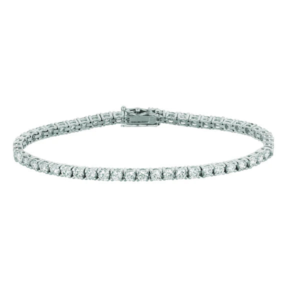 Bracelet Tennis Réel Diamant 10 Pointeurs 5.10 Carats Or Blanc 14K