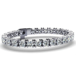 Bracelet Tennis Réel Diamant 13 Carats Serti Griffes Rondes Or Blanc 13 Carats