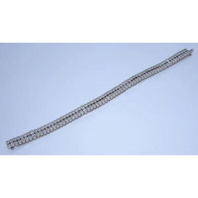 Bracelet Tennis Réel Diamant 2 Rangs 26 Carats