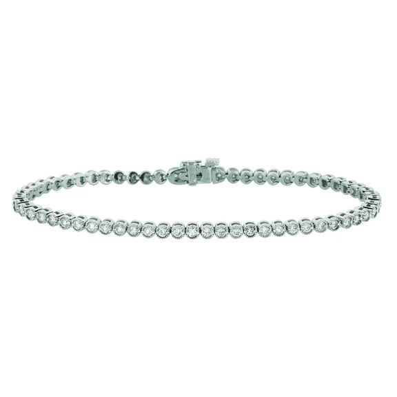 Bracelet Tennis Réel Diamant 3 Carats Or Blanc 14K