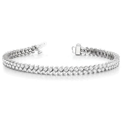 Bracelet Tennis Réel Diamant Coupe Ronde Double Rangée 5 Ct. GT 14K