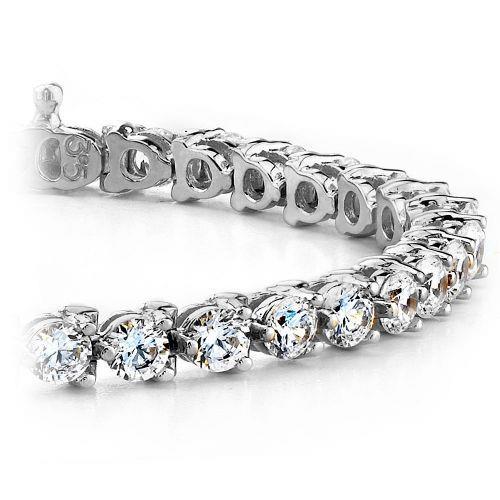 Bracelet Tennis Réel Diamant Coupe Ronde Etincelant 4.50 Carats WG 14K