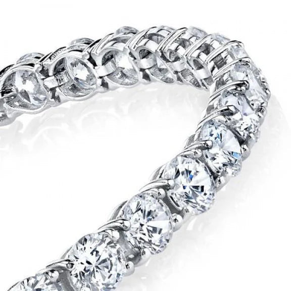 Bracelet Tennis Réel Diamant Etincelant Coupe Ronde 6 Carats Or Blanc 14K