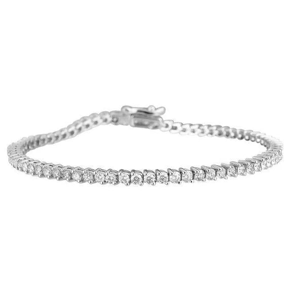 Bracelet Tennis Réel Diamant Etincelant Serti De Griffes 4.55 Carats WG 14K