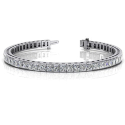 Bracelet Tennis Réel Diamant Princesse Or Blanc 14K Bijoux 11.20 Carats