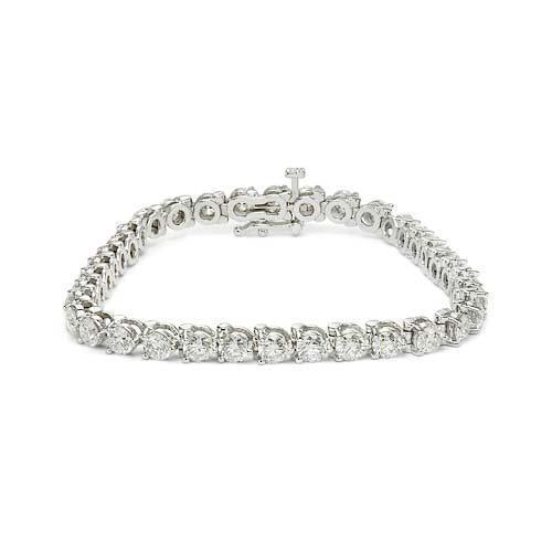 Bracelet Tennis Réel Diamant Rond Etincelant 5.40 Carats WG 14K