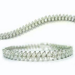 Bracelet Tennis Réel Diamant Rond Or Blanc 14K 12 Ct Sertissage Griffe