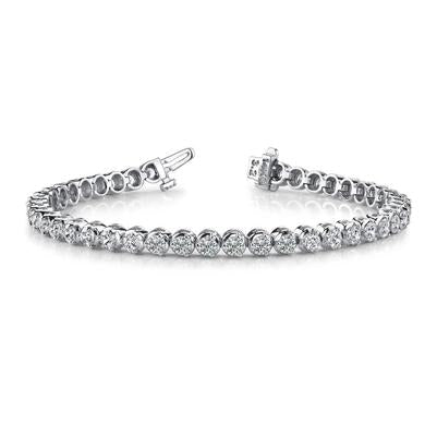 Bracelet Tennis Réel Diamant Rond Serti De Griffes 10.08 Carats WG 14K