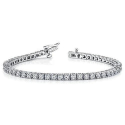 Bracelet Tennis Réel Diamant Rond Taille Brillant 7.42 Carats Or Blanc 14K
