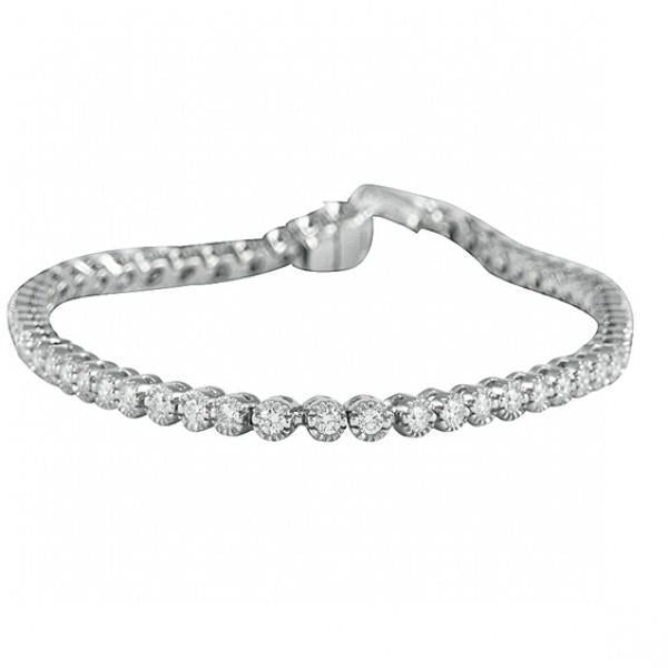 Bracelet Tennis Réel Diamant Taille Brillant Rond Magnifique 5 Ct WG 14K