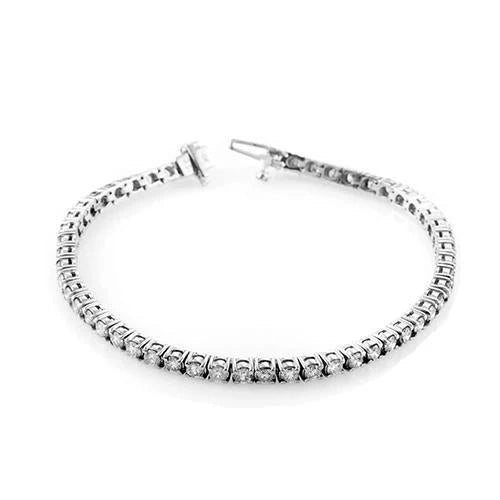 Bracelet Tennis Réel Diamant Taille Ronde 6 Carats Bijoux Or Blanc