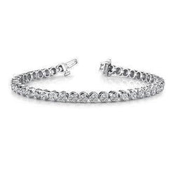Bracelet Tennis Réel Diamant Taille Ronde Bijoux Or Blanc 14K 14.44 Carats