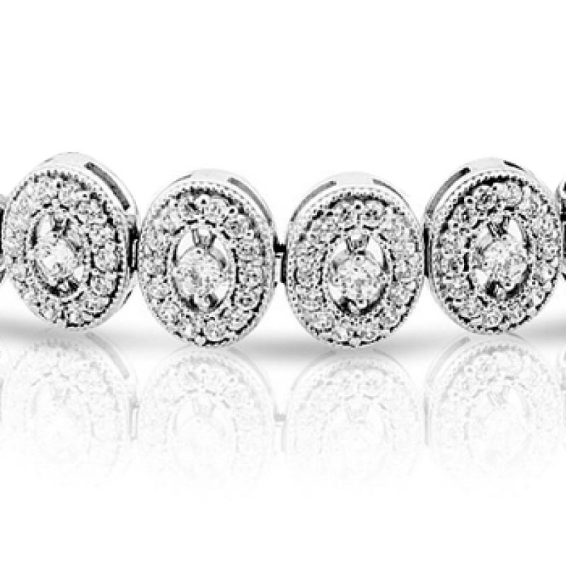 Bracelet Tennis Réel Diamants Brillants Ronds Etincelants 7 Carats En Or 14 Carats