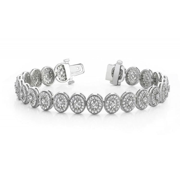 Bracelet Tennis Réel Diamants Brillants Ronds Etincelants 7 Carats En Or 14 Carats