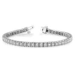 Bracelet Tennis Réel Diamants Coupe Ronde Etincelante Wg 14K De 2.55 Carats