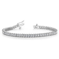 Bracelet Tennis Réel Diamants Or Blanc Taille Princesse Scintillant 7.20 Ct