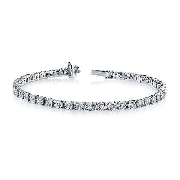 Bracelet Tennis Réel Diamants Ronds Scintillants 5.85 Carats Or Blanc 14K