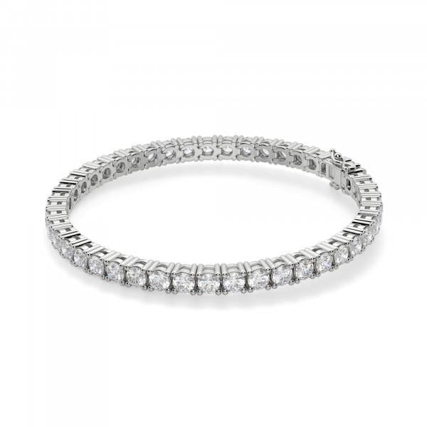 Bracelet Tennis Réel Diamants Scintillants Taille Ronde 5.40 Carats Or Blanc