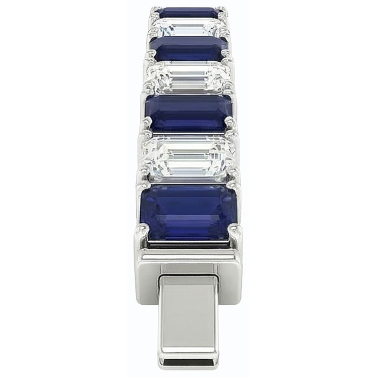 Bracelet Tennis Saphir Bleu Taille Emeraude 12 Carats Bijoux Neuf