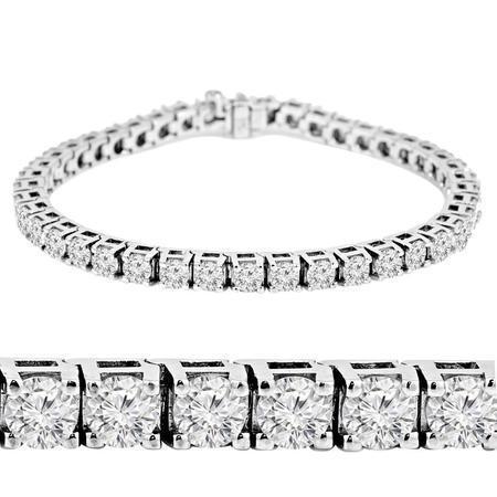 Bracelet Tennis Serti Griffes 6.75 Carats Réel Diamants Or Blanc 14 Carats Neuf