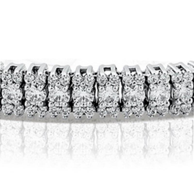 Bracelet Tennis Véritable Diamant Rond 10 Carats Or Blanc 14K