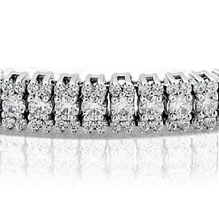 Bracelet Tennis Véritable Diamant Rond 10 Carats Or Blanc 14K