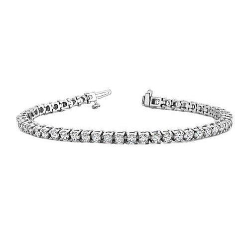 Bracelet Tennis Véritable Diamant Rond 10 Carats Serti De Griffes En Or Blanc Massif