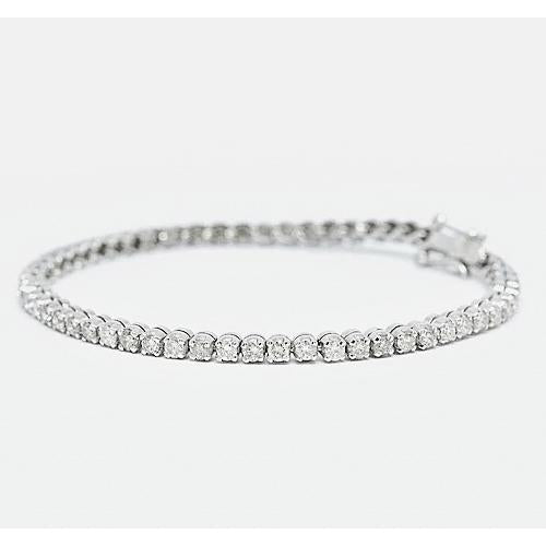 Bracelet Tennis Véritable Diamant Rond 6 Carats Ensemble Griffes Partagées Nouveau