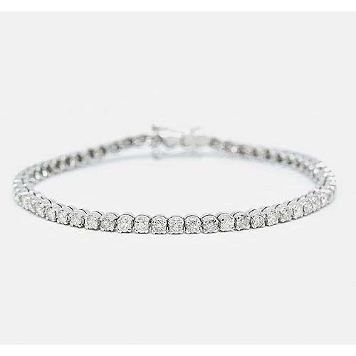 Bracelet Tennis Véritable Diamant Rond 6 Carats Ensemble Griffes Partagées Nouveau