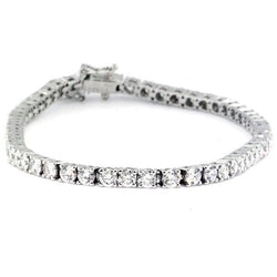 Bracelet Tennis Véritable Diamant Rond Taille Brillant Or Blanc 14K 6.60 Ct