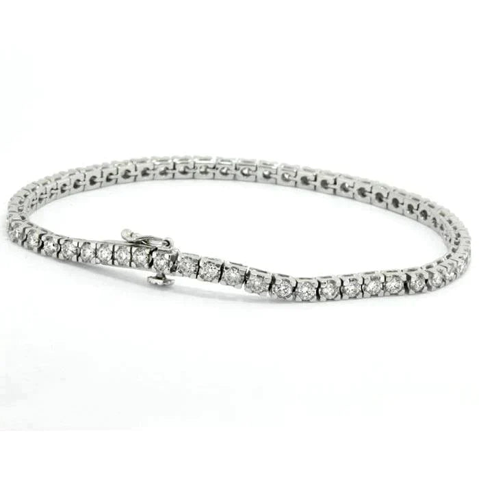 Bracelet Tennis Véritable Diamant Serti Griffes 4 Carats