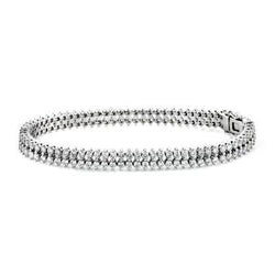 Bracelet Tennis Véritable Diamant Serti Griffes Rondes 14 Carats Or Blanc 14 Carats